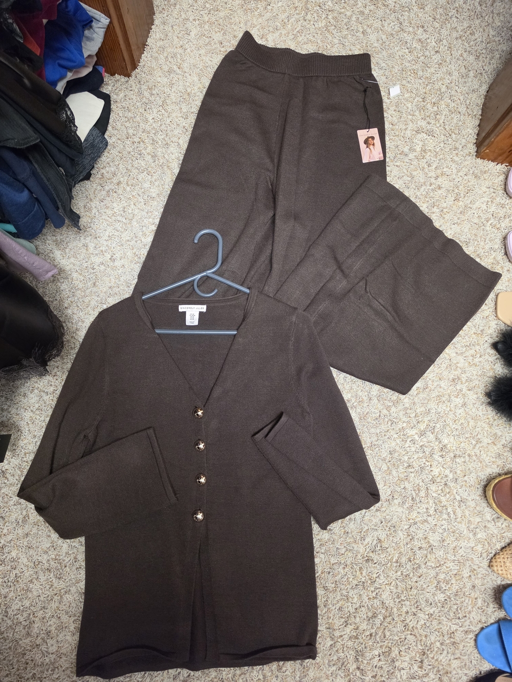Sincerely Jules Brown Knit Cardigan & Pants Set